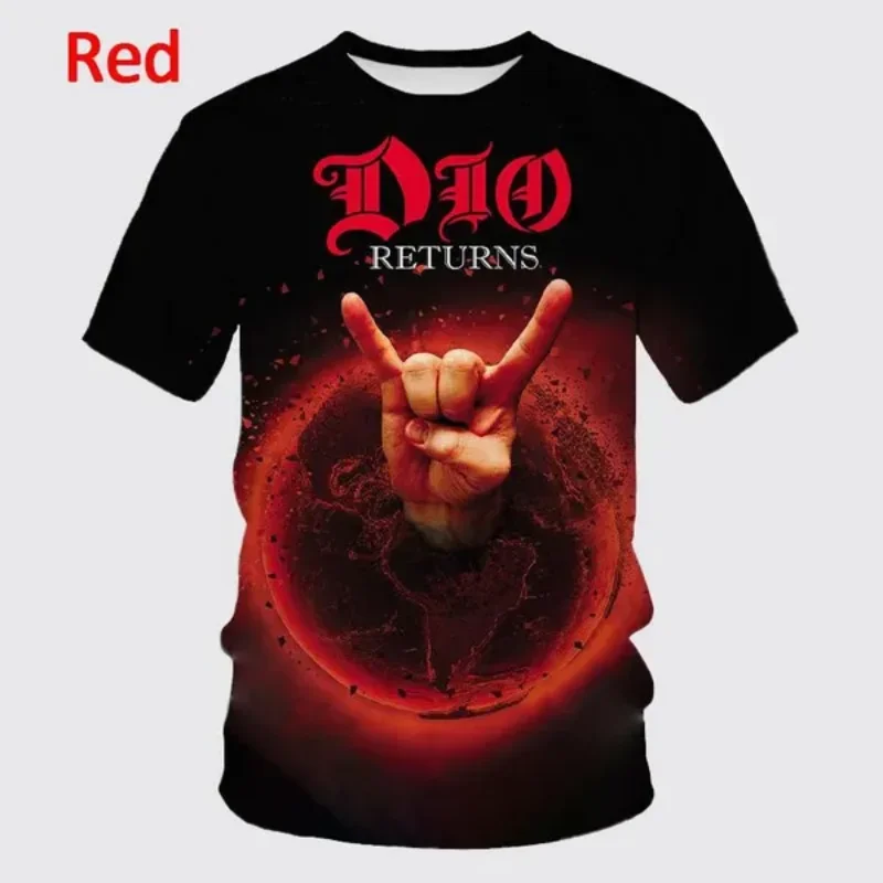 Moda męska odzież New Metal Rock Dio Band 3D T-shirt z nadrukiem Hip Hop Street Unisex Oversized T Shirt Harajuku z krótkim rękawem