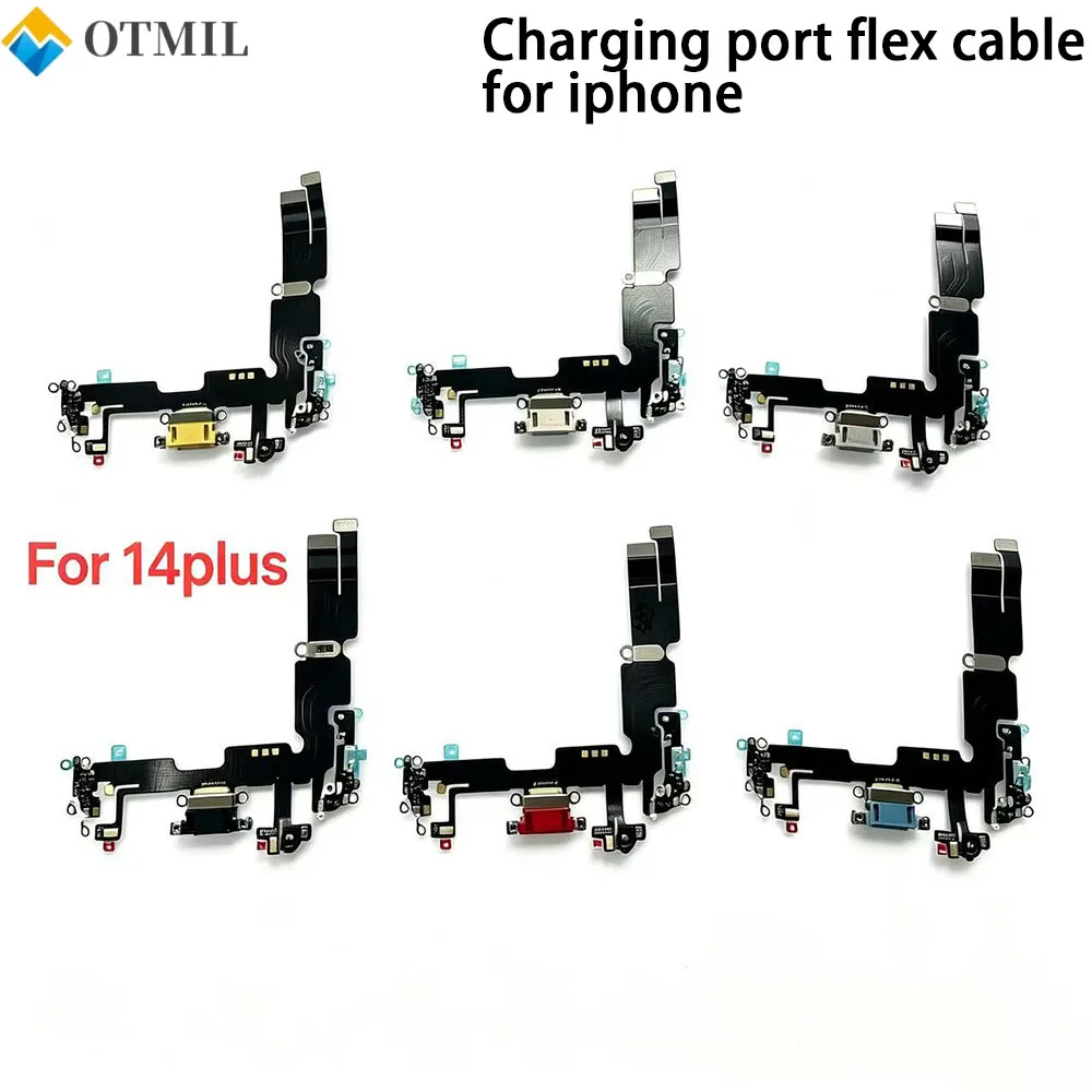 Charging Connector Flex Cable Pulled From Phone For Iphone 14 14 Plus 14 Pro Max Charging Dock Flex Replacement Black Blue