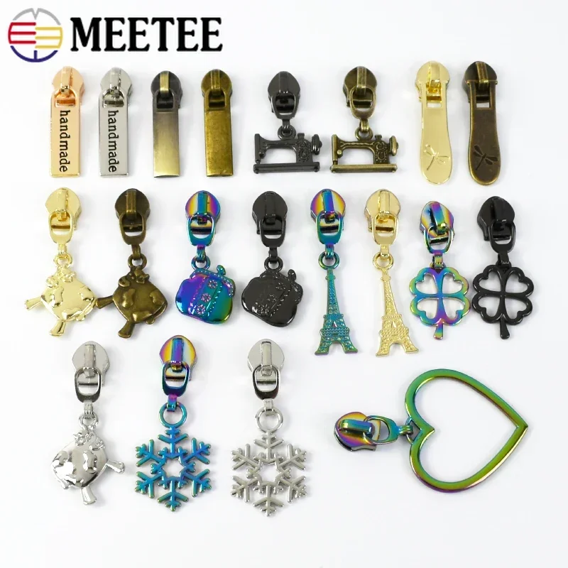 5/10Pcs Meetee 5# Nylon Zipper Pulls for Sewing Zippers Slider Jacket Zips Puller Closures Bags Head Zip Repair Accessories