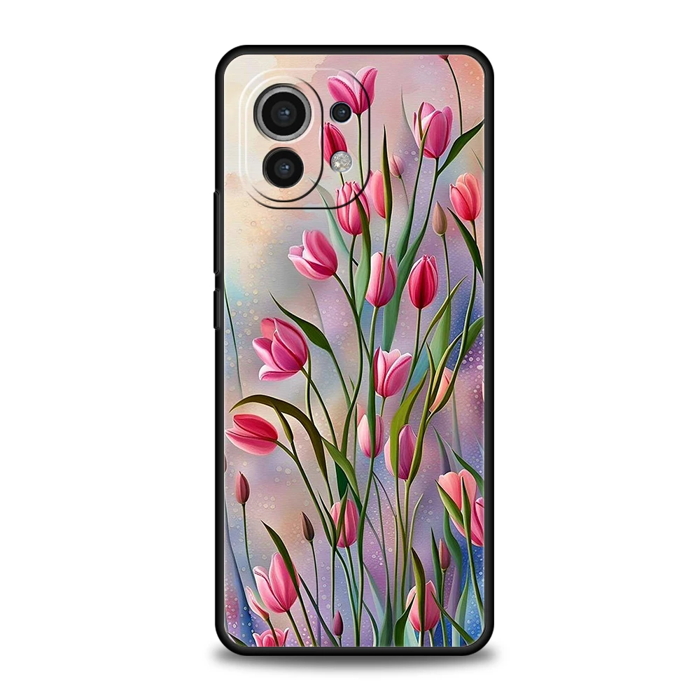 Tulip Phone Case for Xiaomi Poco F6 F5 F4 F3 X6 X5 X4 X3 NFC M5 M4 M3 C51 C50 C55 GT 5G Silicone Cover Capas Fundas Coque Bags