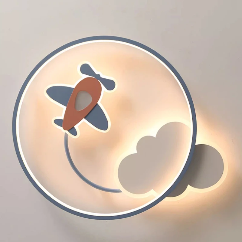 Creative Personality Aircraft Astronaut Ceiling Light for Children's Room Bedroom Modern Minimalist Cloudy Cozy Room Fixture