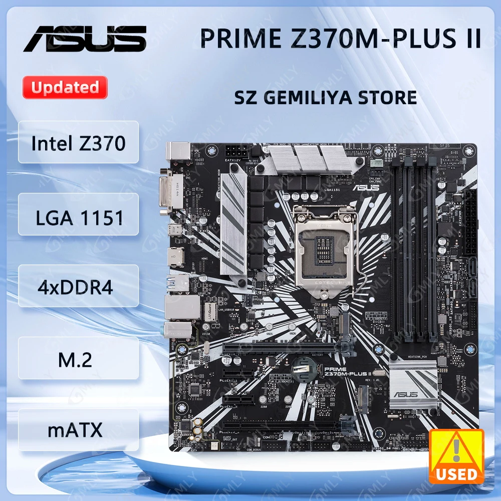 

Asus PRIME Z370M-PLUS II Motherboard LGA 1151 DDR4 64GB Intel Z370 support Core i3-8300 i3-9100F i5-9600K i7-9700F G5400 cpu