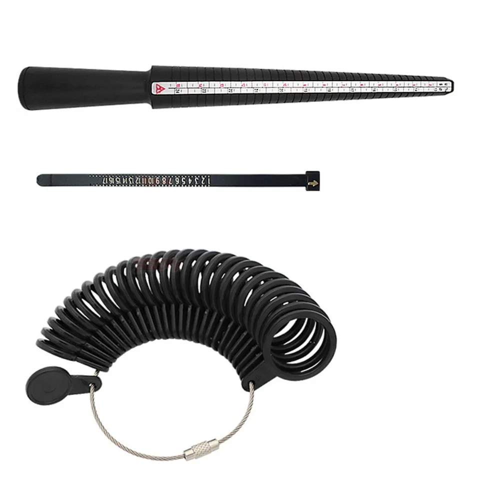 3pcs Reusable Clear Scale Ring Measuring Stick US Size Black Color Ring Sizer Tool Finger Sizing Measuring Tool Ring Sizing