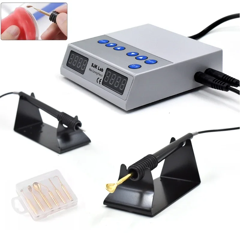 Dental Electric Wax Waxer Carver Contains Double Carving Pen Carving Wax Knife Dental Electric Wax Caring Kit for Dental Lab