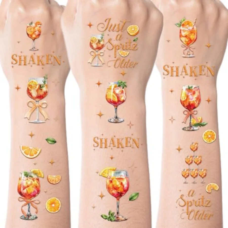 

Just a Spritz Older Temporary Tattoos, 200+ Aperol Sprritz Birthday Party Decorations, Orange Lemon Citrus Glasses Tattoo Stick