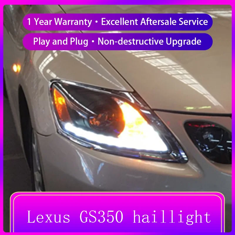 Vehicles Accessories For Lexus GS300 GS350 GS430 GS450 2004-2011 Car Front Light DRL Turn Signal Upgrade LED Headlight Lens Auto