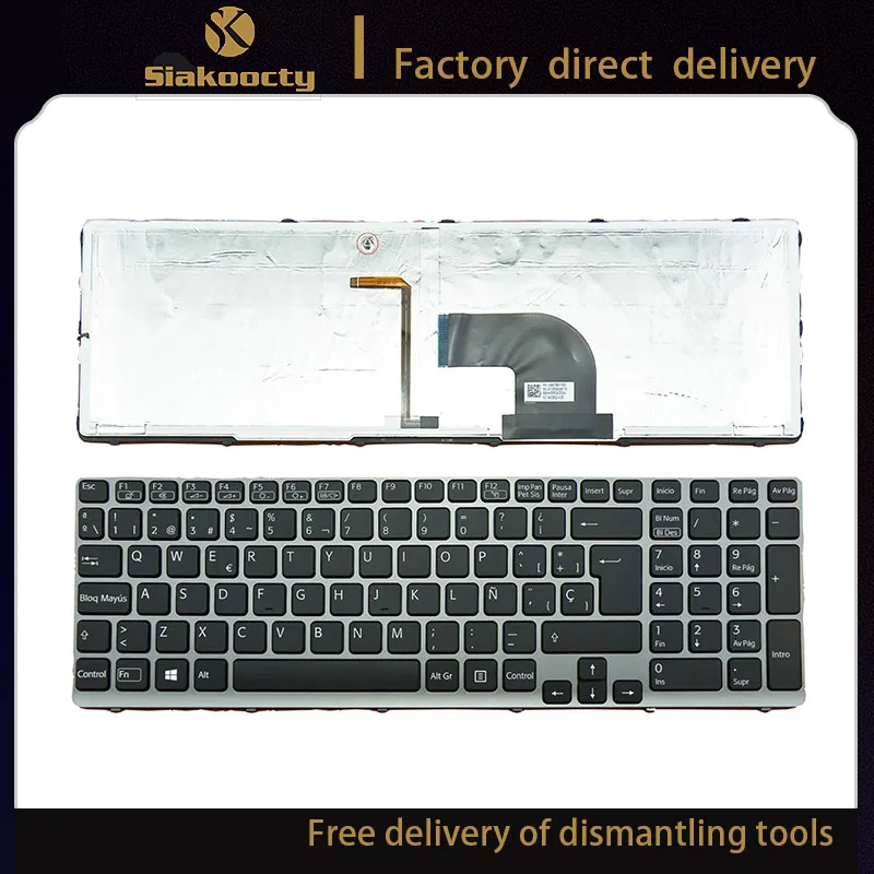 Orig Peças do Portátil para Sony Vaio Sve15 Sve15 Sve151 Sve1511 Sve171 Sve1712 Sve1713 Preto sp Teclado Retroiluminado V133946dk3sp Novo