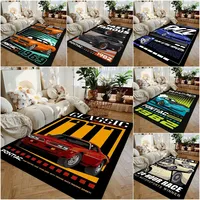 Dynamic Racing Car Print Floor Rug Non Slip Living Room Carpet Boys Bedroom Mat Washable Sofa Area Decor for Auto Enthusiasts