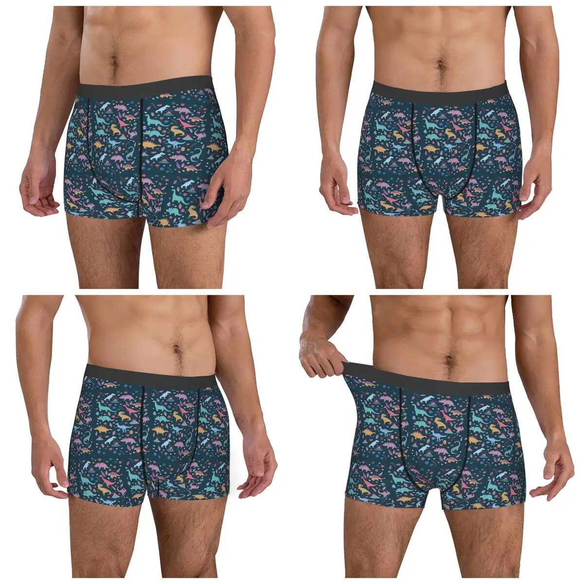 Boxer Underpants Shorts Colorful Dinosaurs Pattern Cartoon Panties Men Breathable Underwear for Homme Man Boyfriend Gifts