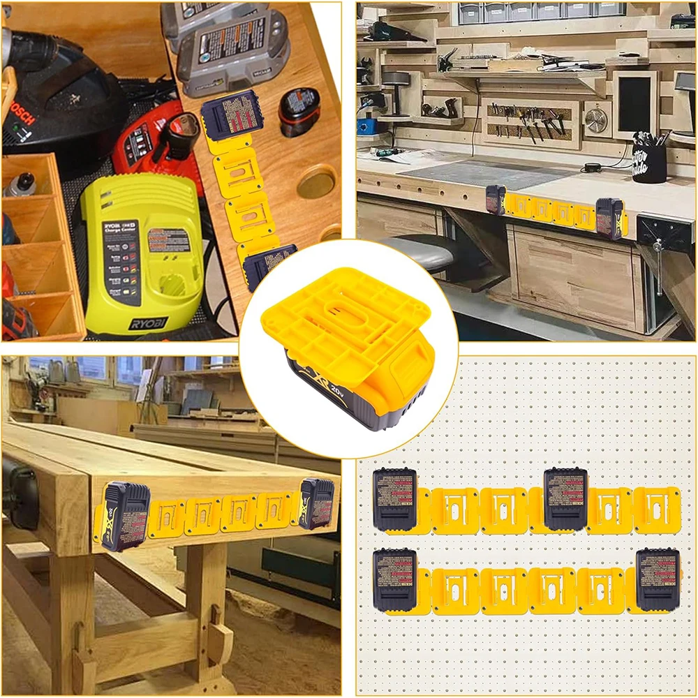 1/2/5PCS Battery Holder Storage Rack for Dewalt 18V 20V Li-ion Battery DCB203 DCB205,Wall Mount Battery Dock for Workbench - Image 6