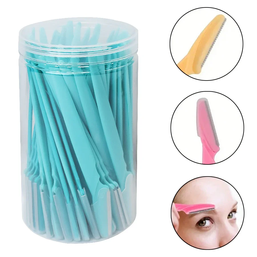 Wholesale 30 Pcs/Bottle Safe - Bladed Eyebrow Razors in Container - Ideal Facial and Eye Brow Trimming Tools for Hair Removal