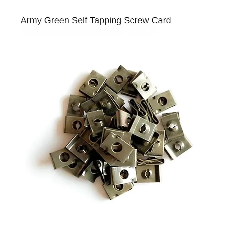 10-60Pcs Car Motorcycle Scooter Moped Cover Metal Retainer U-Type Clips ArmyGreen Self-Tapping Bumper Fastener Anti-Rust Clip