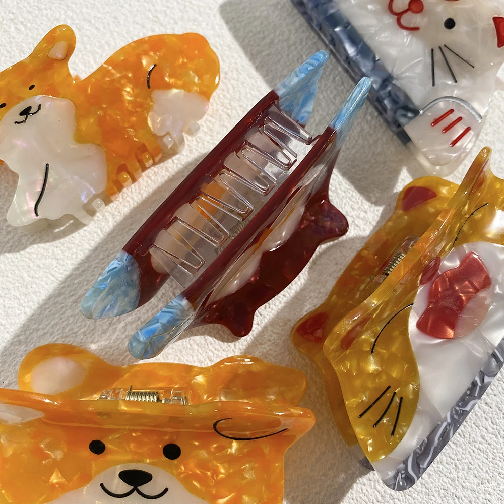 Cute Acetate Corgi Dog Owl Lucky Cat Hair Claw Clip For Women Girls Temperament Animal Barrettes Party Hair Accessories Tool