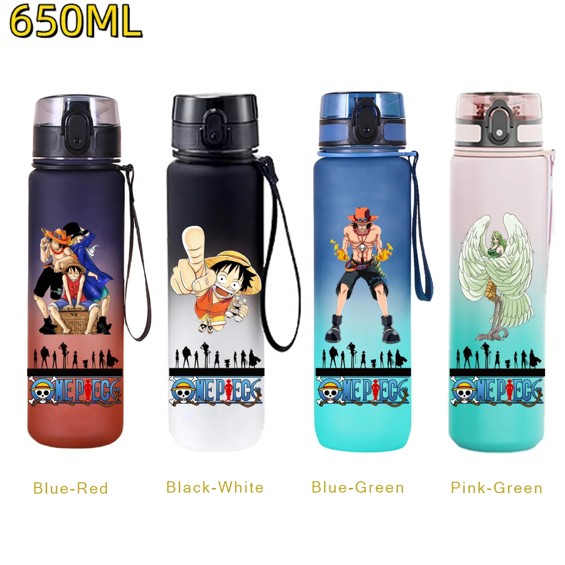 

650ML ONE PIECE Monkey D. Luffy Roronoa Zoro Anime Water Bottle Leak-proof Cup Portable Water Bottle for Outdoor Sport Fitness