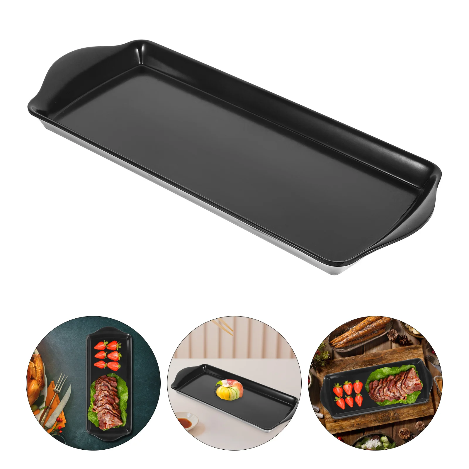 

Rectangular Food Serving Tray Dual Handle Multi-Functional Storage Plate Snack Dessert Fruit Serving Dish Restaurant Tea Tray