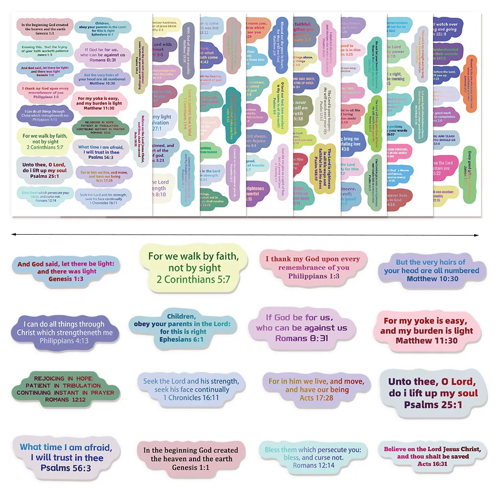 8PCS Color Bible Inspirational Creative Stickers DIY Luggage Notebook Water Cup Stickers