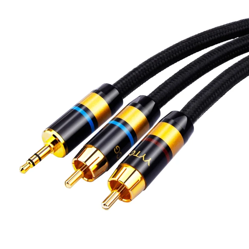 YYTCG Hifi 3.5mm to 2RCA Y Splitter Stereo Audio Cable for Audiophile Connect Phone MP3 CD PC to Amplifier 1m 2m 3m 5m