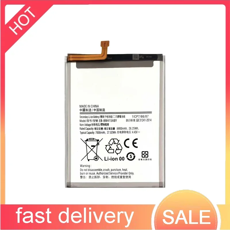 6800mAh Mobile Phone Batteries EB-BM415ABY For Samsung Galaxy M51 M515F M62 F62 Rechargeable Portable Battery