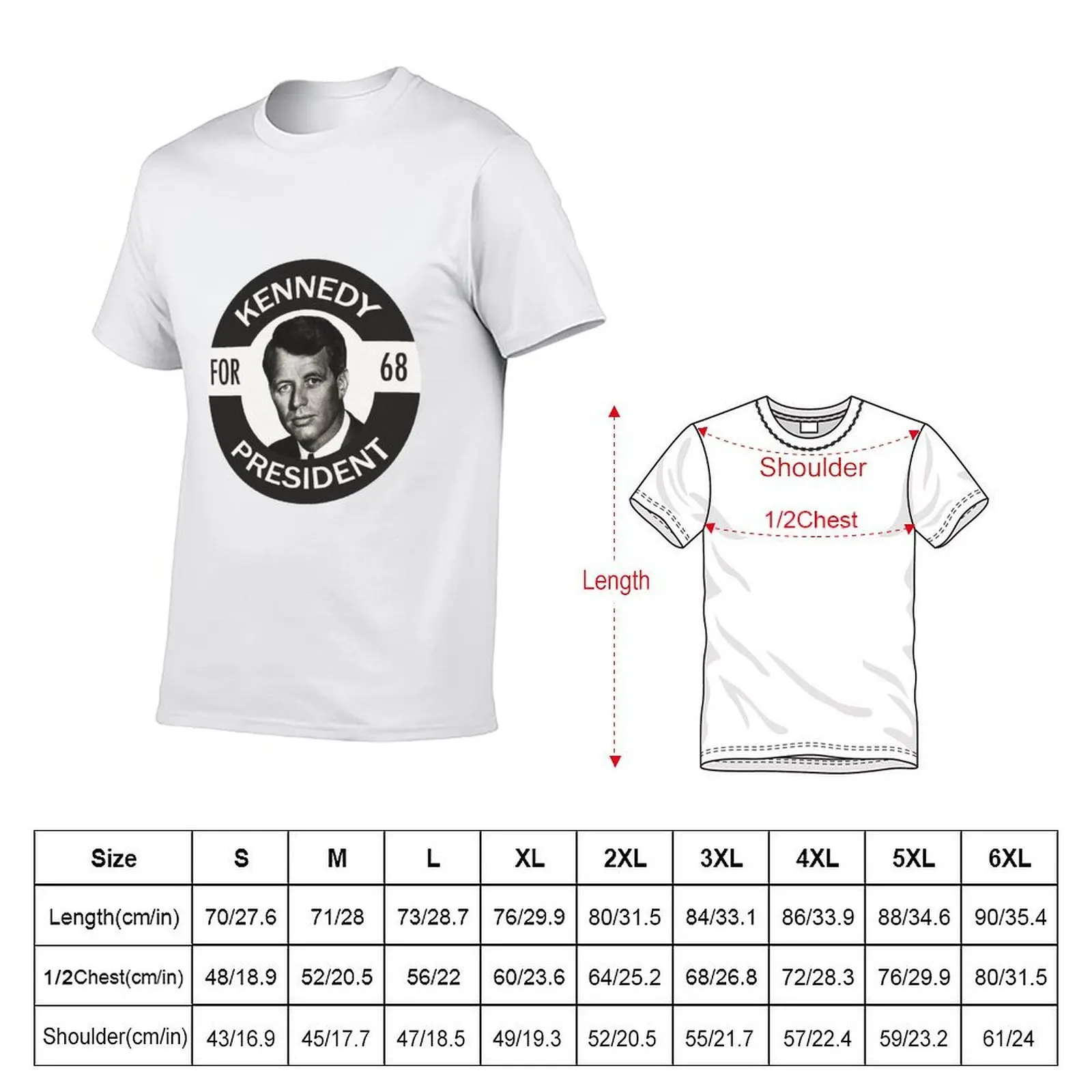 Robert Kennedy Black and White T-Shirt t shirts for man cotton funny t shirts dark humor T-Shirt