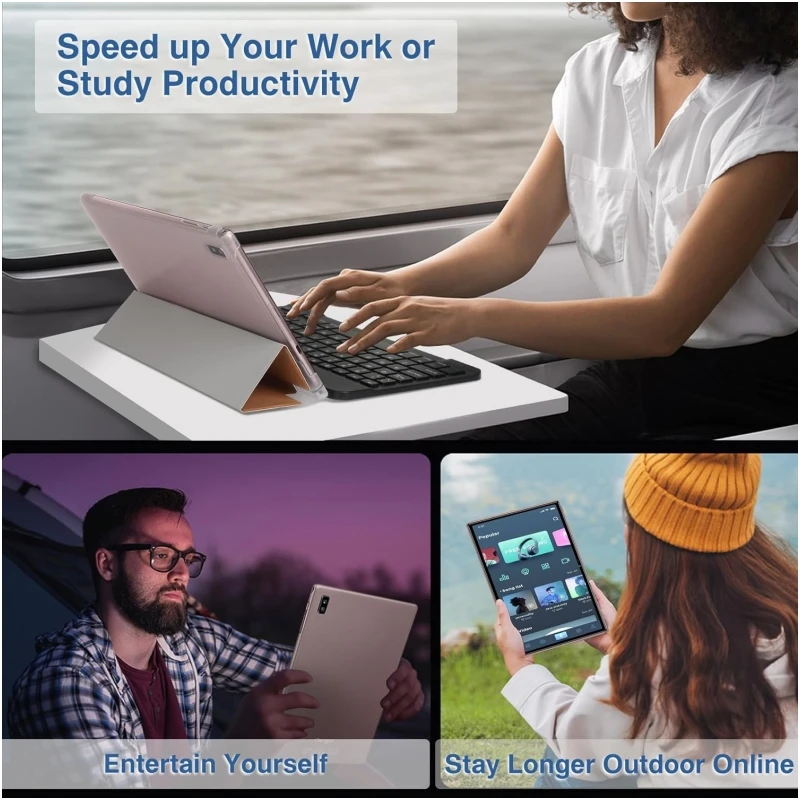 10.1 POLEGADAS Android 12 Tablet PC 4GB + 64GB de Armazenamento Dual Camears 8000mAh Bateria Octa-Core UNISOC CPU 1280x800 Pixels