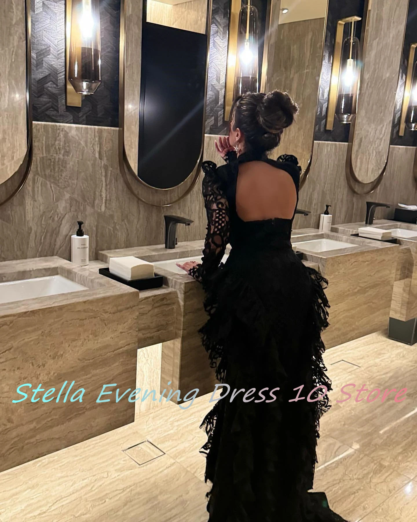 Customized Fashion Lace Front Slit Straight Evening Dress Delicate Floor Length Backless Open Back платье вечернее Custom Made