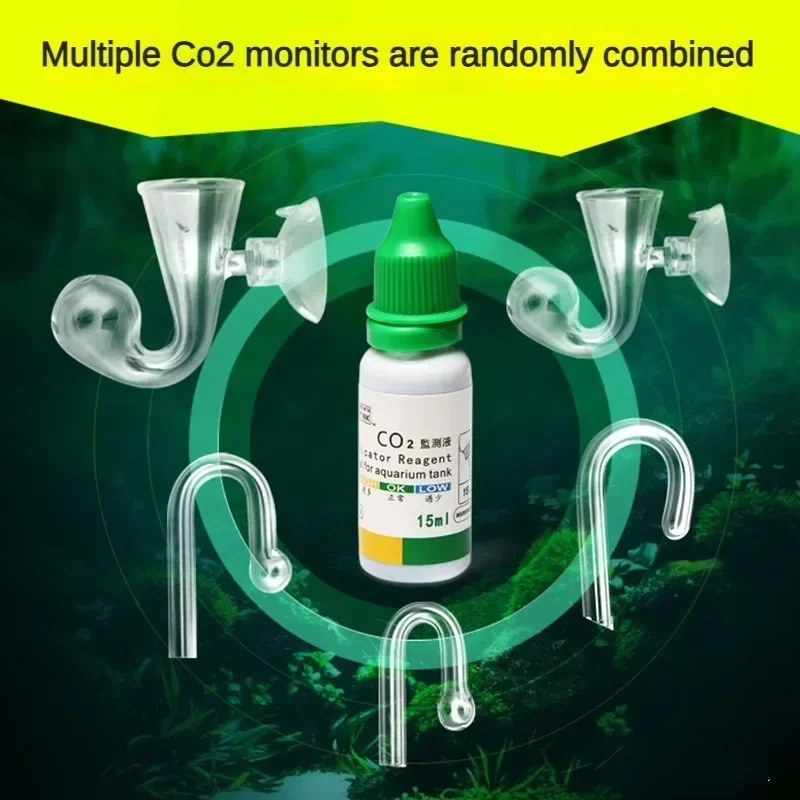 Aquarium CO2 Indicator Solution 15ml Fish Tank Long-Term Monitor CO2 Test PH Liquid ForAquatic Plants (Used with Drop Checker)