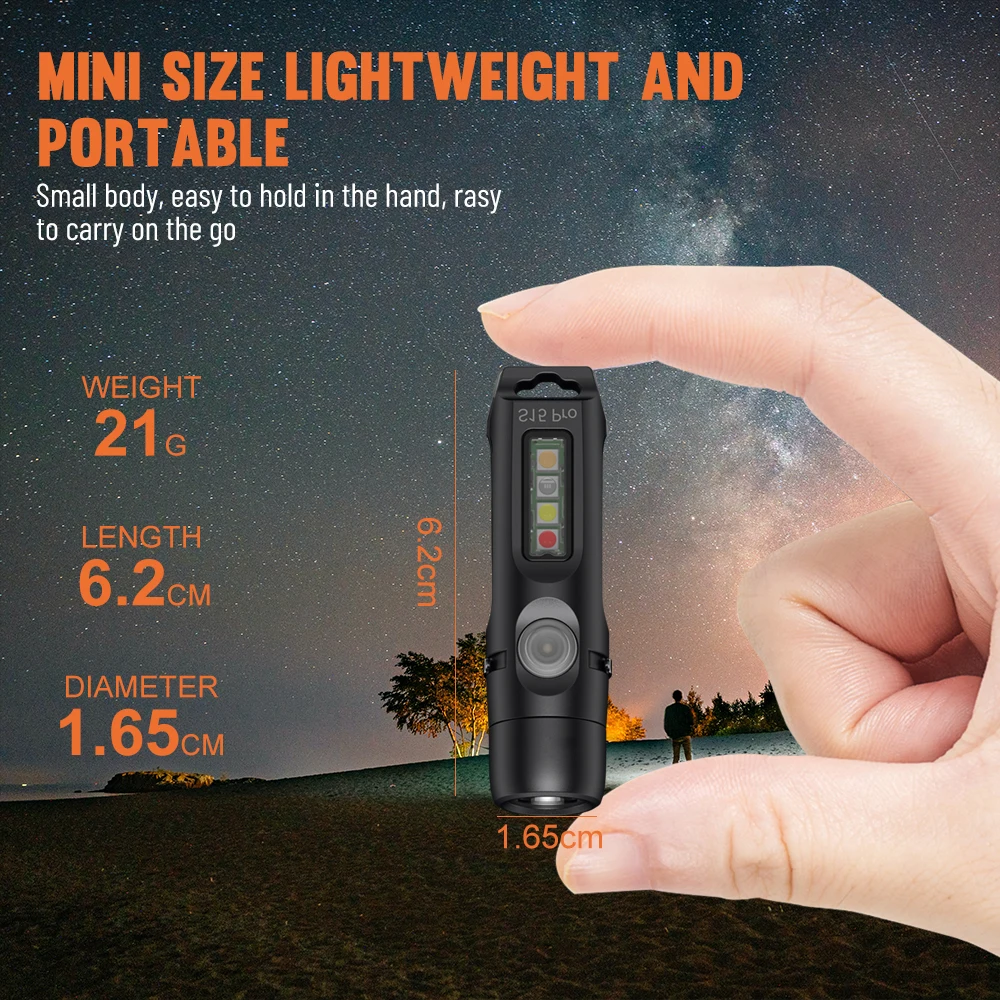 Linterna llavero S15Pro de alto lúmenes, linterna de bolsillo EDC de 750 lúmenes con Clip, minilinterna recargable USB C con imán