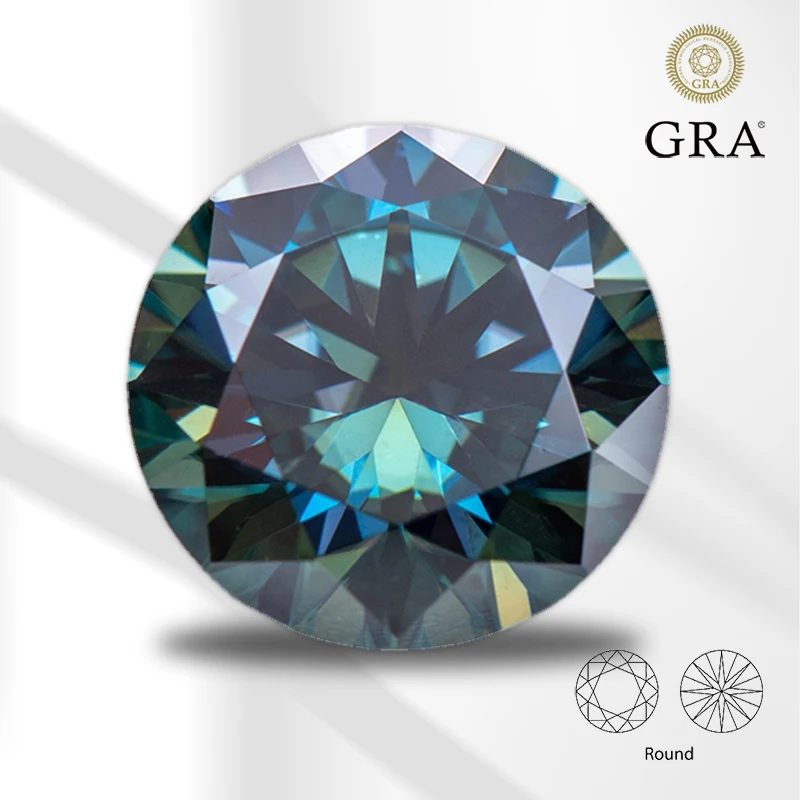 

Moissanite Stone Round Cut Rainbow Blue Color with GRA Certificate for Gemstone Charms Beads Advanced Jewelry Making Materials