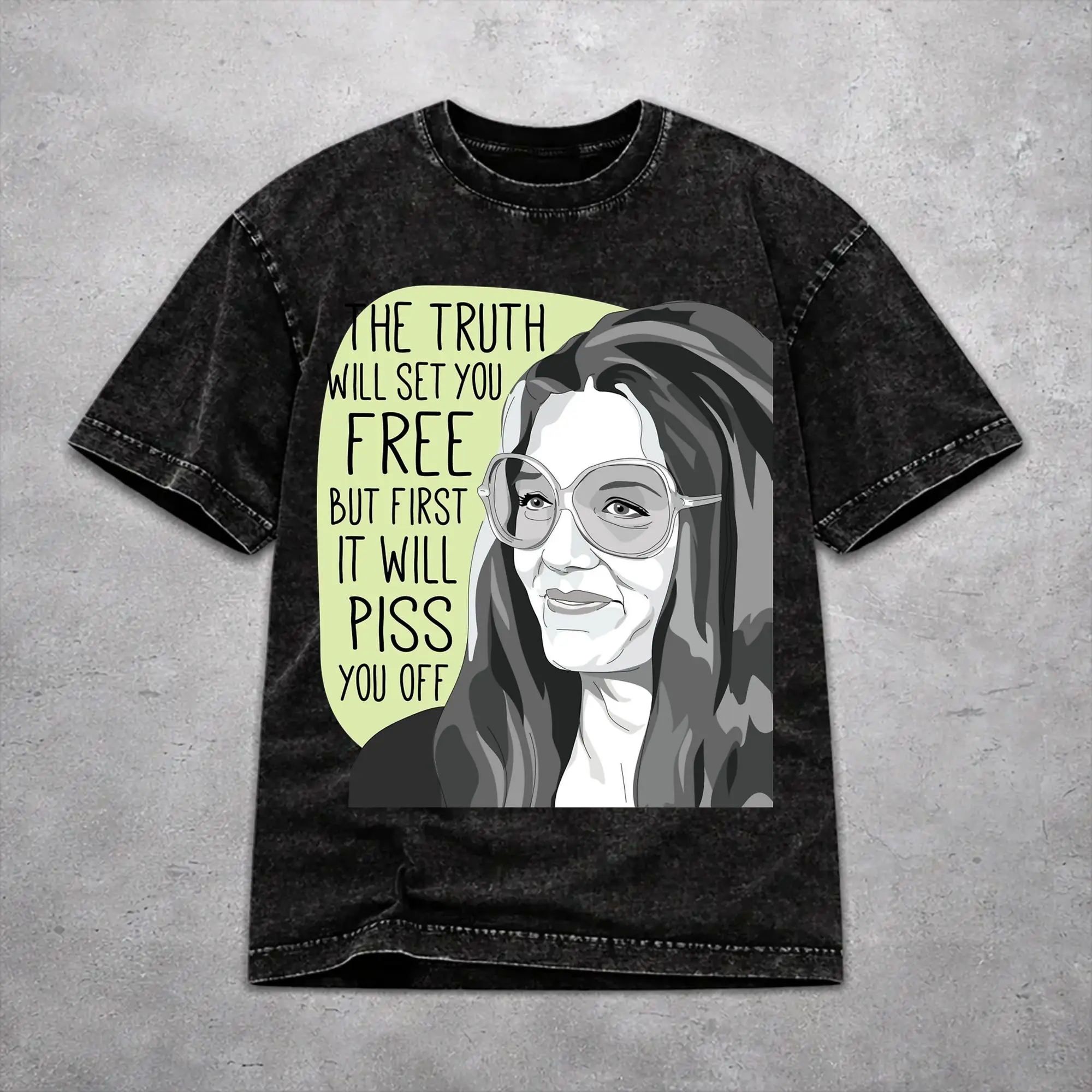 Vintage Women Men RIP Gloria Steinem  Tee Shirt Cotton Washed  T Shirts Outfits