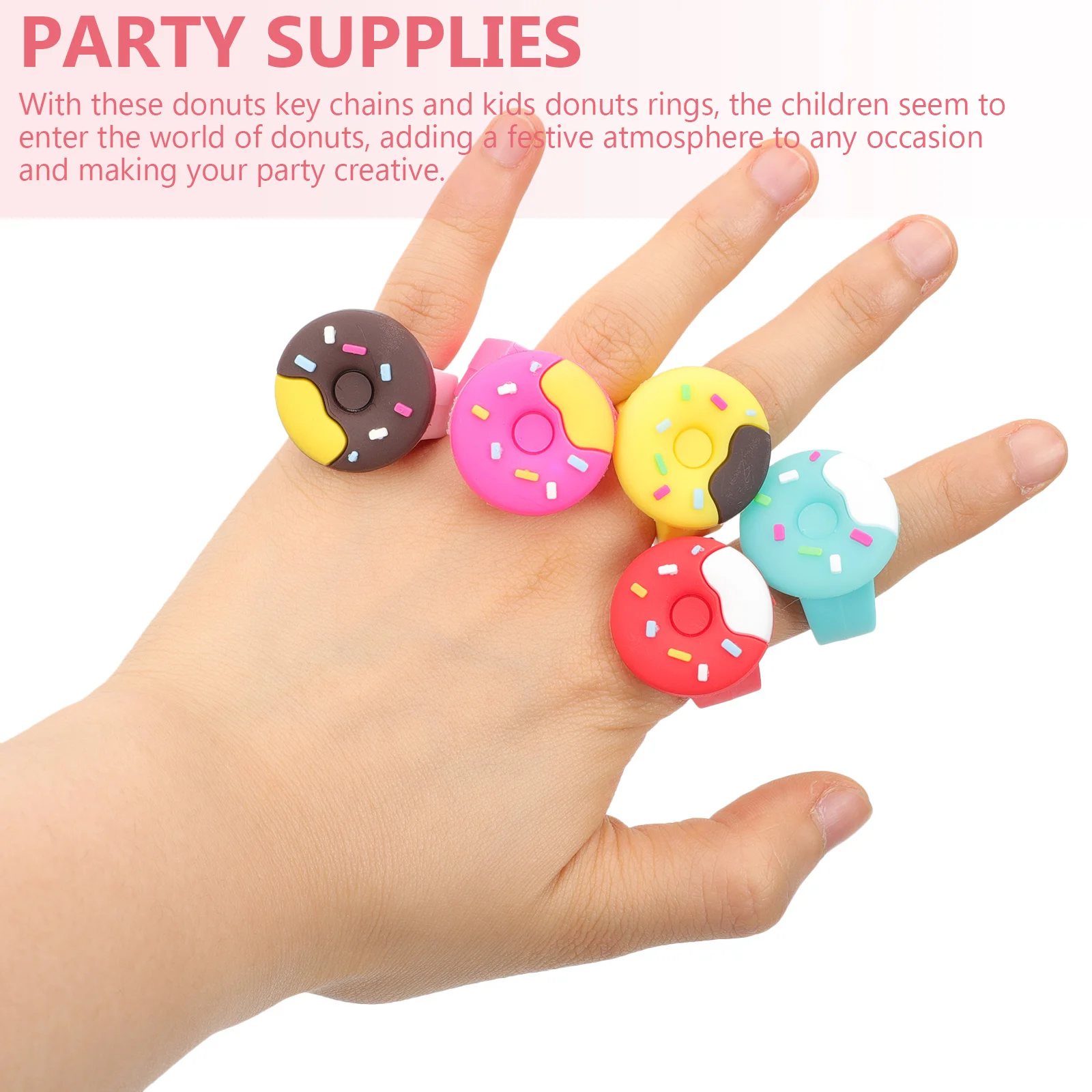 

24Pcs Donut Ring Keychains Cute Party Favors for Kids Birthday Halloween Christmas Decorations Donut Themed Party Supplies