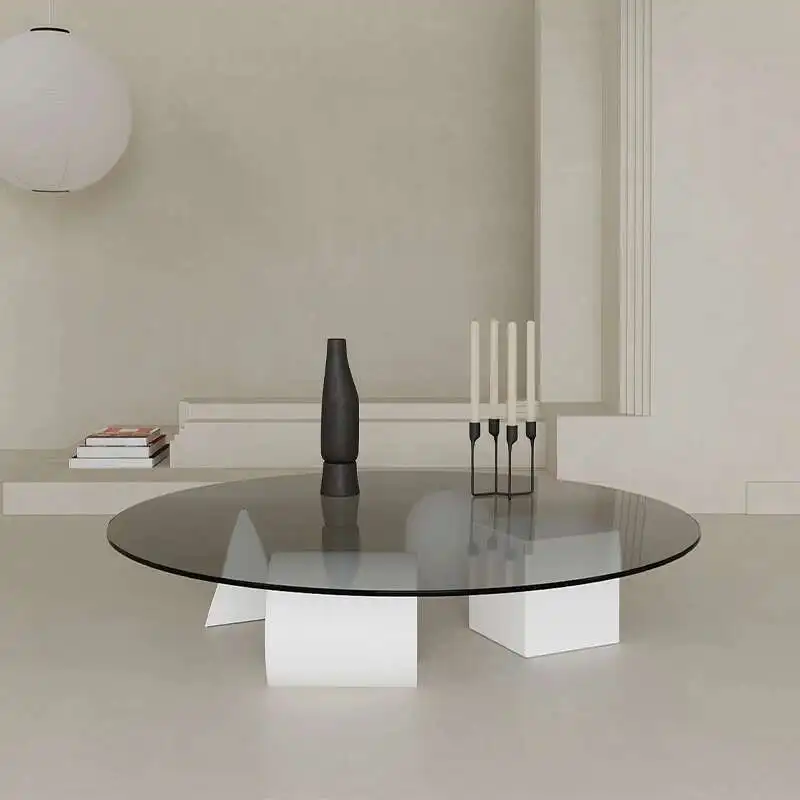

Transparent Round Coffee Table Glass Minimalist Modern Clear Coffee Table Decoration Living Room Mesa Auxiliar Patio Furniture