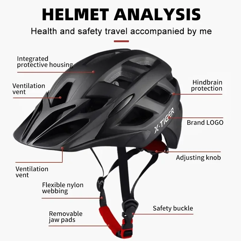 X-TIGER MTB Bicycle Helmet Integrally-molded Mountain Bike Helmet Ultralight Racing Cycling Helmet Outdoor Cycling Equipmen