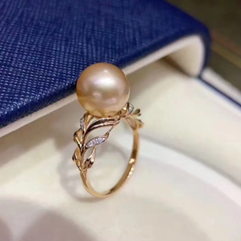 Pearl ring S925 silver hollowed out beautiful and high-end ring with adjustable South Sea pearl AAA 9-10mm