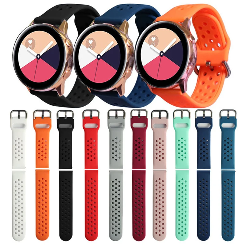 

20mm Silicone Band For Samsung Galaxy Watch Active 2 Active 3 Gear S2 Watchband Bracelet Strap For Garmin Forerunner 245 645
