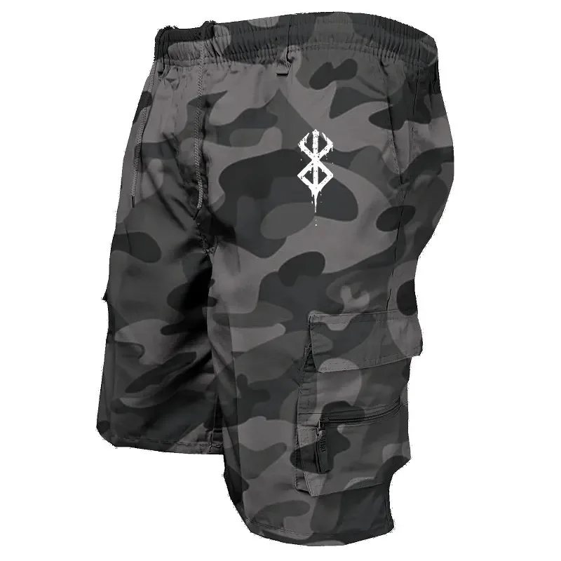 

Men's Camouflage Cargo Shorts 2024 New Anime Berserk Shorts Outdoor Fashion Casual Multi-pocket Comfortable Summer Sportswear