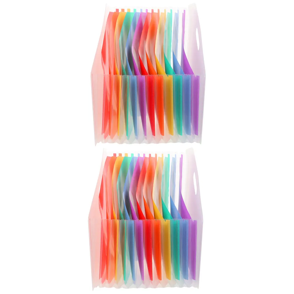 

Набор из 2 стильных расширяемых папок-органайзеров для документов, счетов, квитанций и бумаг с прозрачными карманами для этикеток, настольные папки для хранения