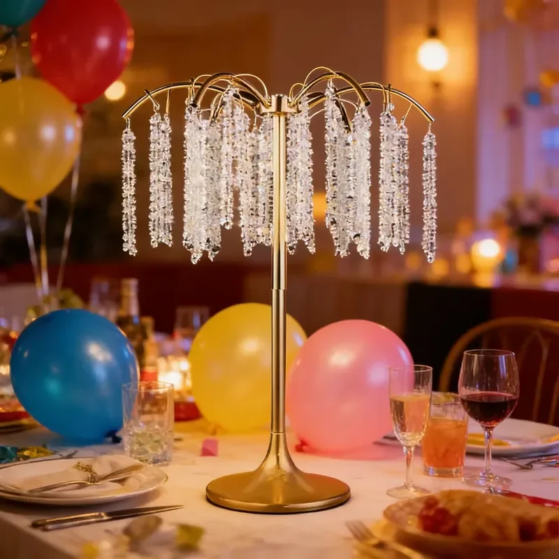 Modern Gold Iron and Acrylic Flower Stand for Wedding Party Hotel or Home Centerpiece New Arrival
