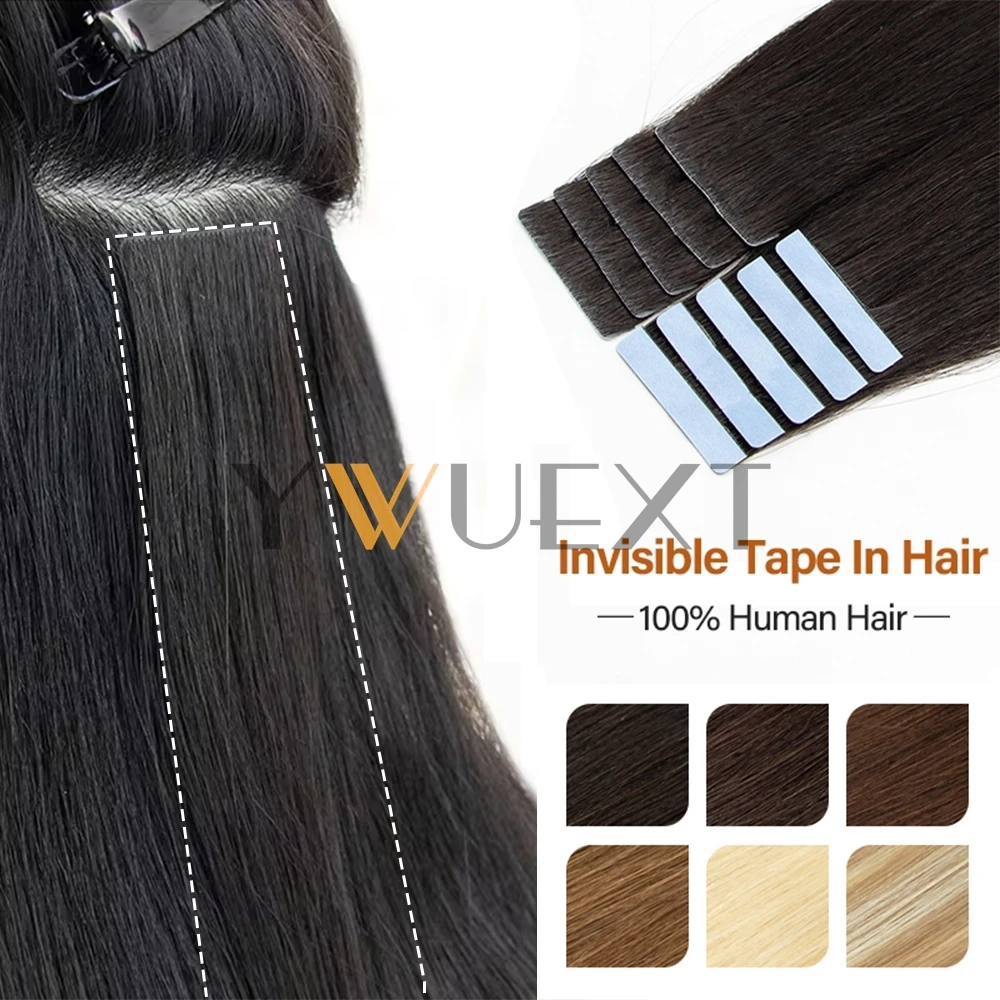 

Natural Invisible Tape In Hair Extensions Human Hair Double Side PU Tape Human Hair Extensions Black Blonde Brown 10pcs/Pack
