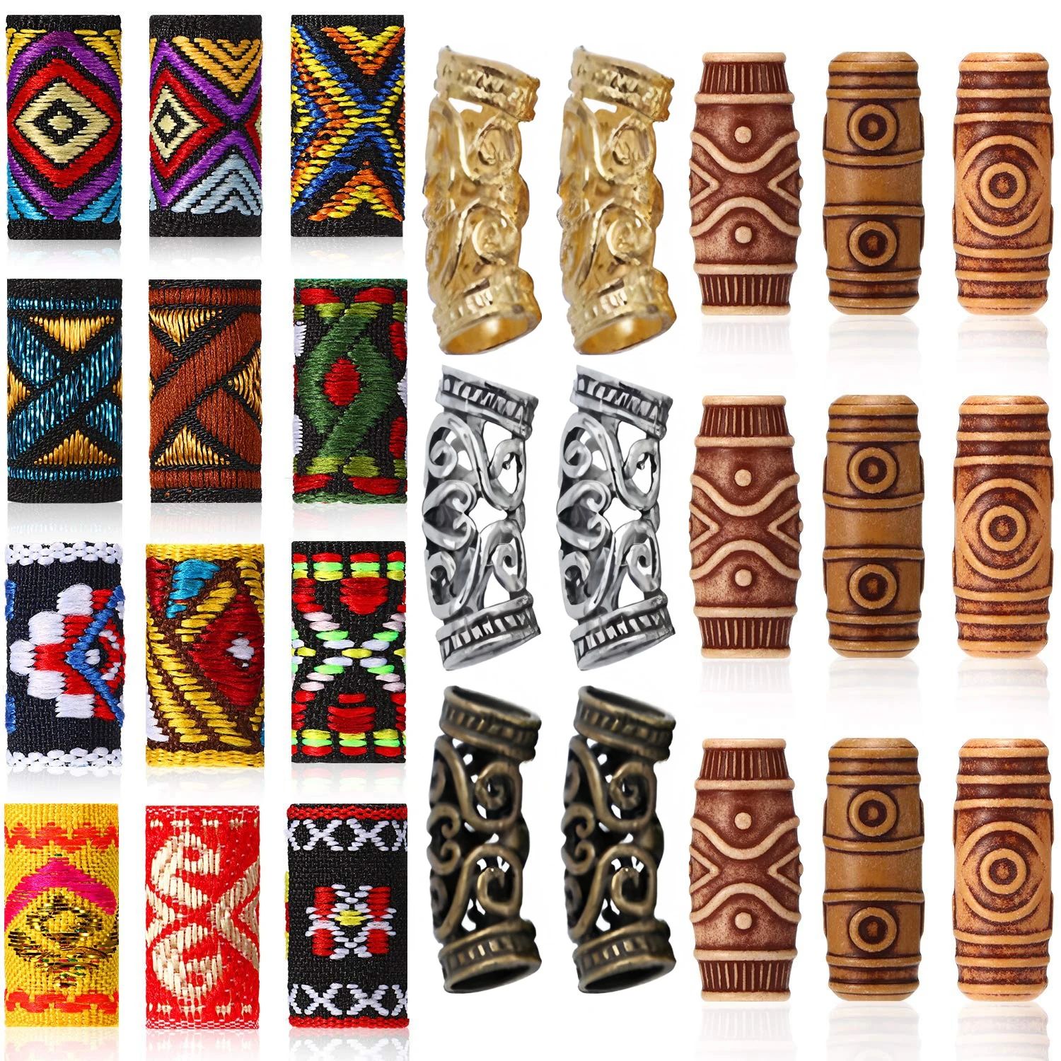 

30 шт., деревянные тканевые бусины для дредов, трубчатые бусины для косичек, ювелирные изделия для DIY, ожерелье, браслет, серьги, аксессуары