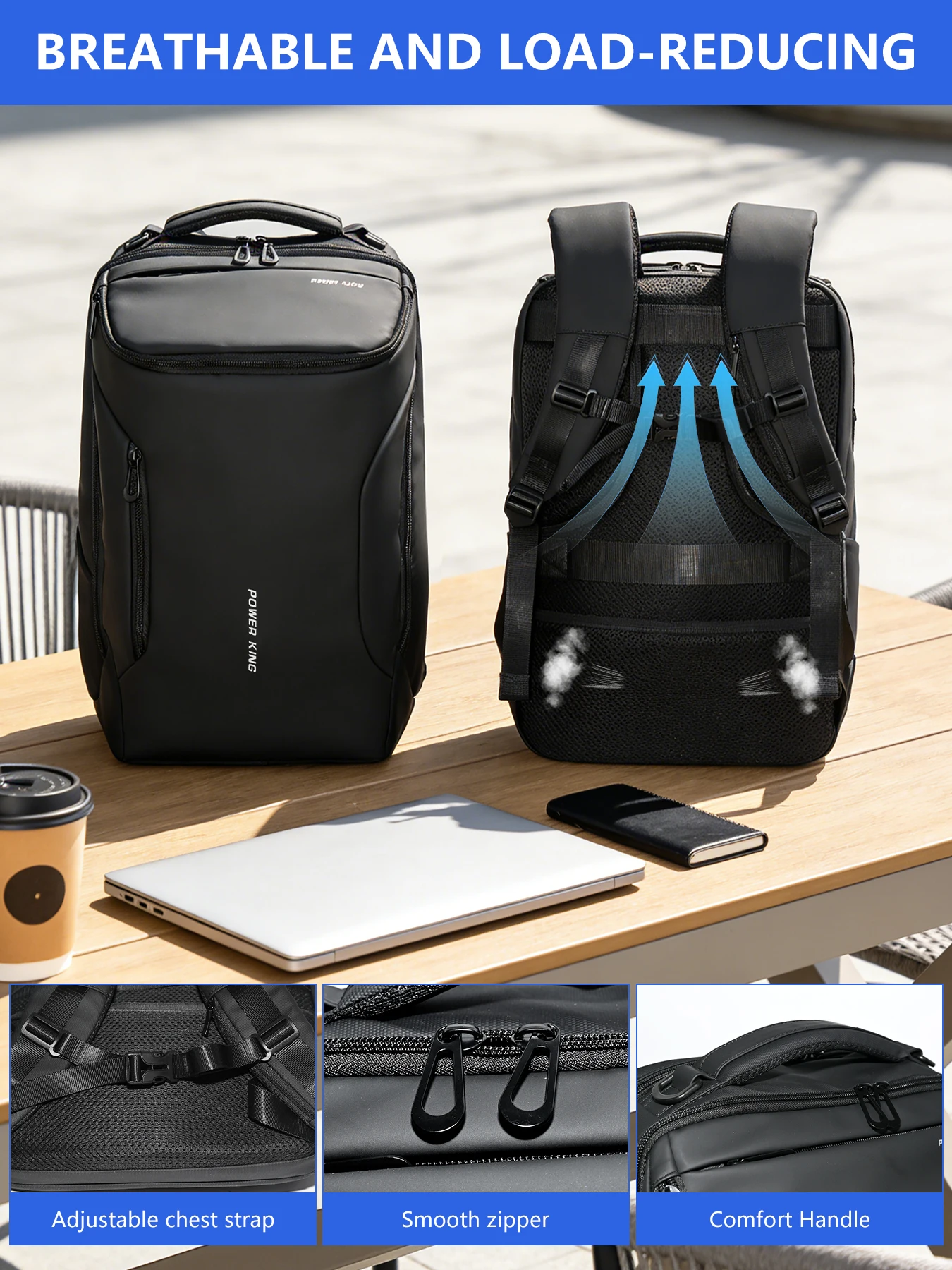 Klassischer Freizeitrucksack 18 Zoll Rucksack 15 Zoll Laptop-Tasche Verfügbar Individuelles Laptop-Fach Glattes Gewebe Pendeln Reisen – Detail 5