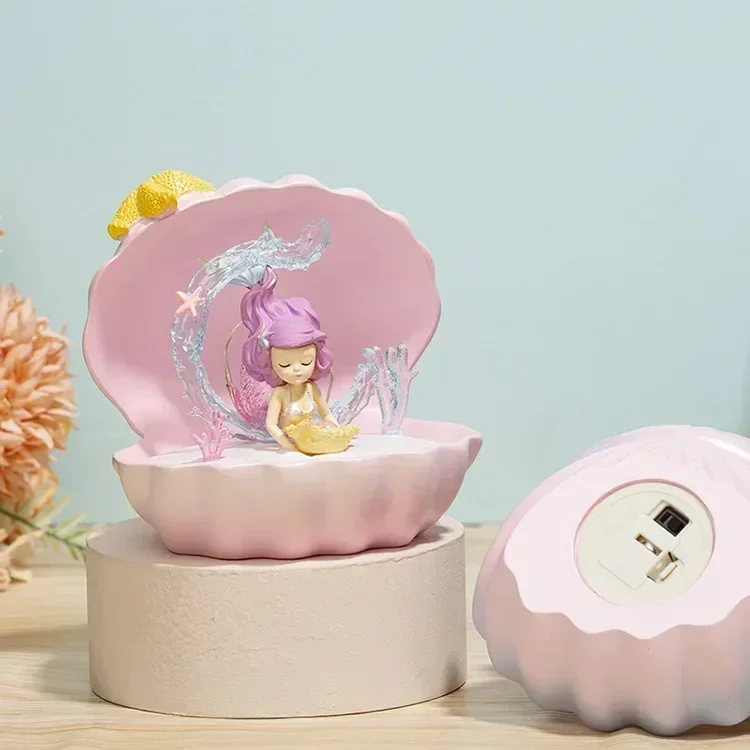 Lampade da notte Ocean Princess Shell Star Lights Ragazze Camera da letto Decorazione sirena Ornamenti per atmosfera desktop
