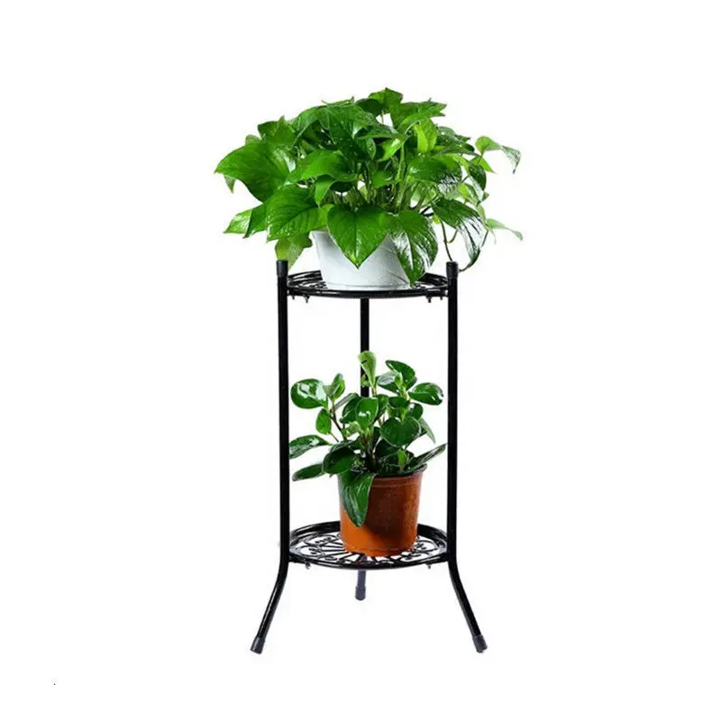 2-Tiered Tall Plant Stand Metal Plant ShelfSupports Rack For Indoor Outdoor Home Decoration