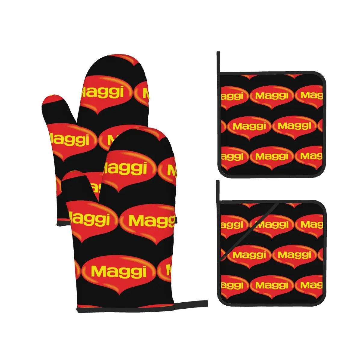 Lifetime Maggi Oven Mitts and Pot Holder Sets of 4 for Baking Kitchen Cooking Grilling Resistant Non-Slip Gloves