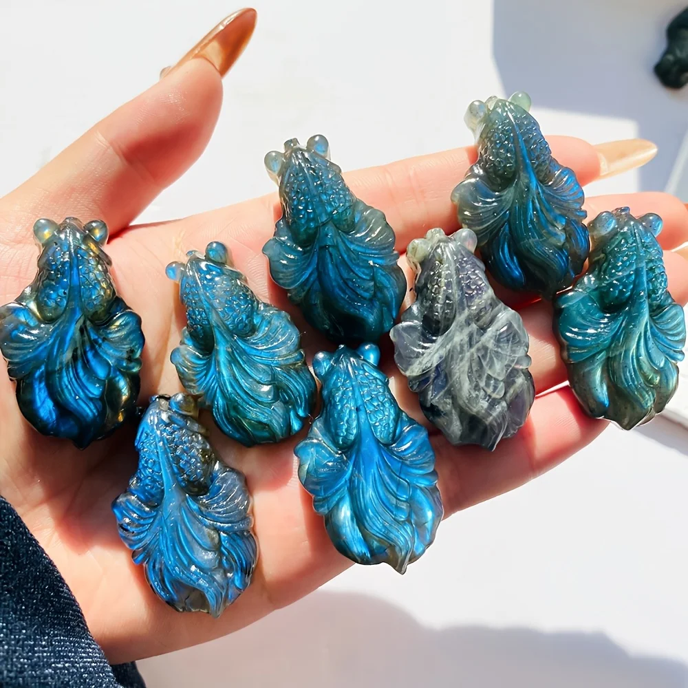 

1pc Labradorite Carved Into a Goldfish, Featuring Natural Stone Shimmer, Perfect Gift for Home Decor, Creating Pendant Necklace