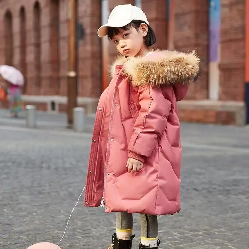 الفتيات أسفل سترة منتصف طول معطف الأطفال نمط المتضخم الأطفال معطف الشتاء سميكة الشتاء الأطفال ملابس خارجية 5-15Y #3