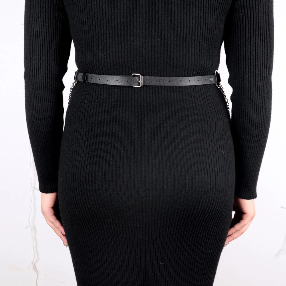 سلسلة خصر معدنية من الجلد القوطي، سلاسل حزام بطن عصرية للجسم، إكسسوارات مجوهرات الهذيان لكل النساء والفتيات