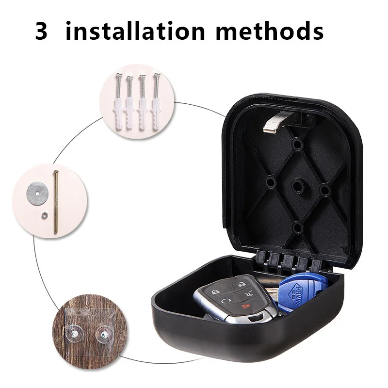 Key Lock Box with Small 4 Digit Combination Wall Mounted Secure Lock Box for House Key Resettable Code Safe Security Box Keys