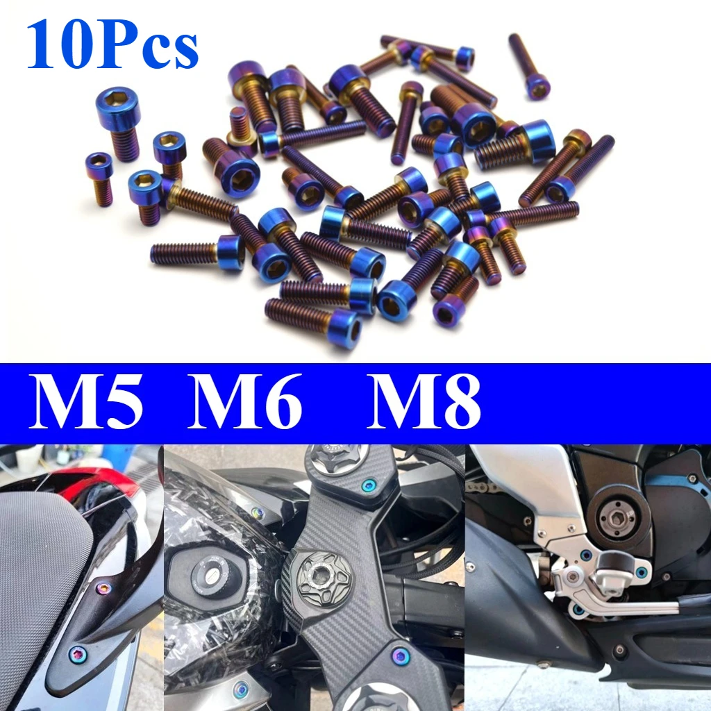 5 Stück Sechskant-Innensechskantschrauben aus legiertem Stahl mit Titanbeschichtung, goldene Schraubenlänge M5/M6/M8 für Motorradschrauben, Karosserieschrauben