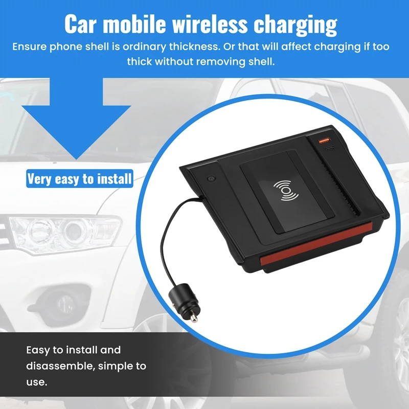 Car Wireless Charger For Mitsubishi Pajero Sport 2021-2023 Fast Cell Phone Charging Adapter Interior Accessories