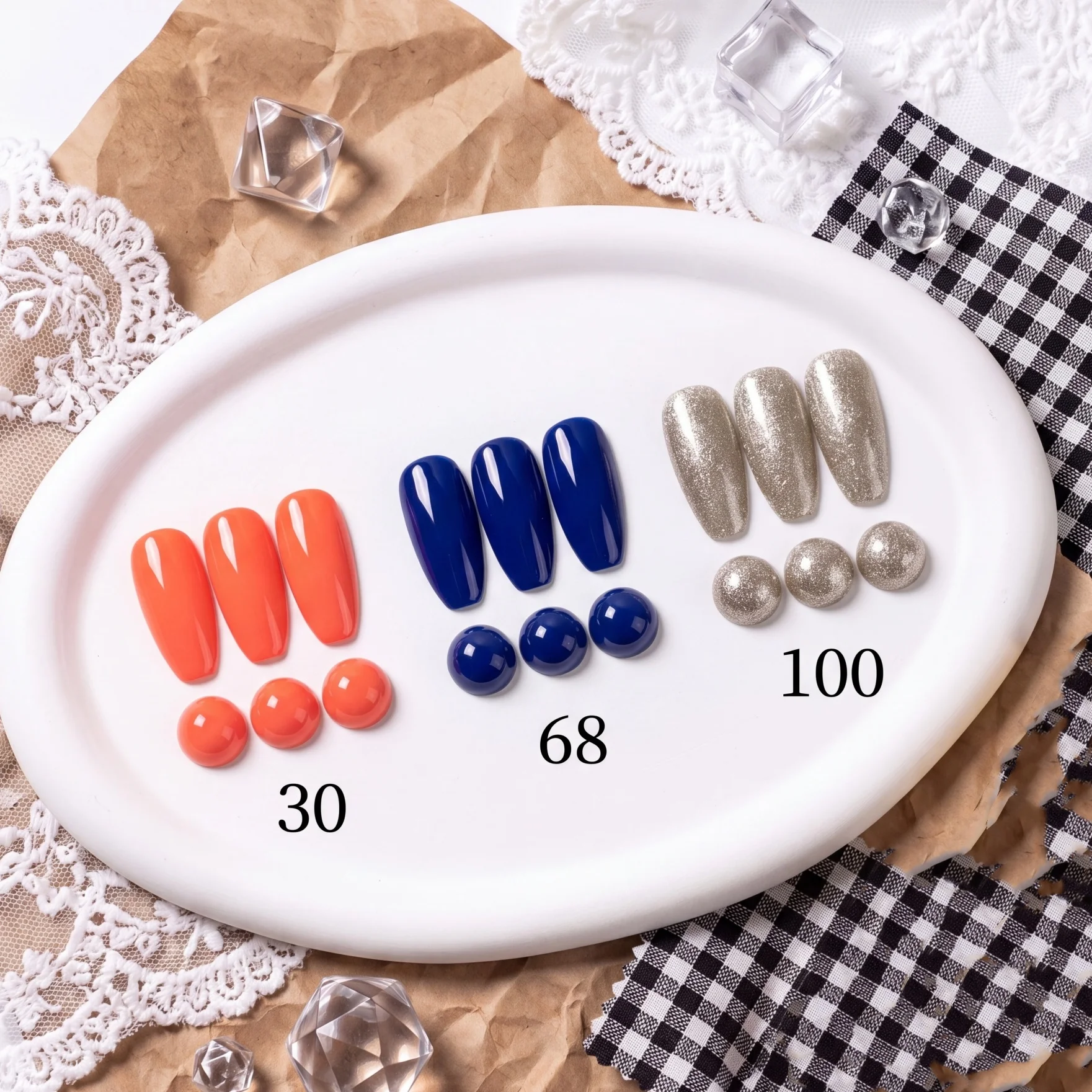 Hassleless 3Pcs Nail Polish Gel Set Orange Red Sapphire Blue Solid Color + Silver Glitter Diamond Uv Gel 15ml Removable Uv Gel Long-Lasting High Shine Nail Salon Set